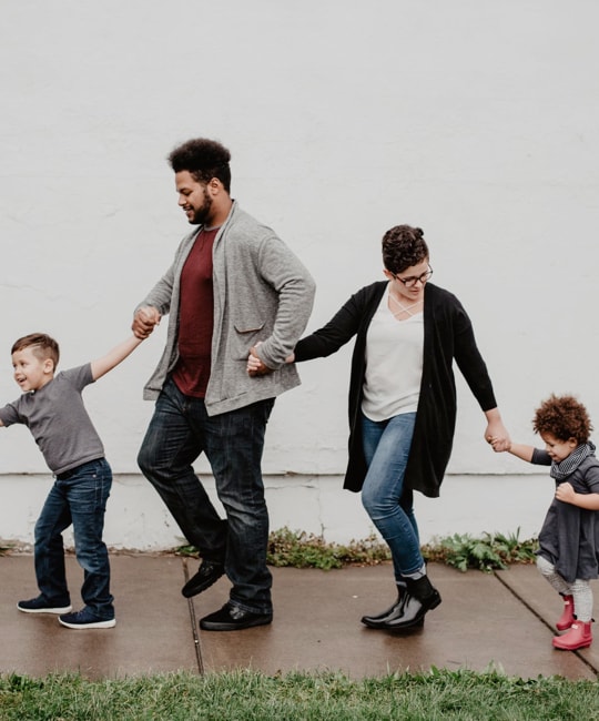 Family walking in line